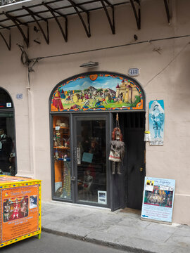 PALERMO, SICILY, ITALY - MAY 21, 2018: Entrance to the Teatro Argento, a Sicilian Puppet Theatre