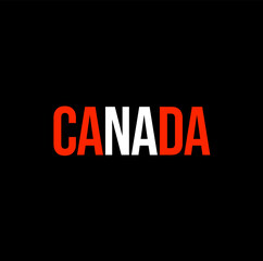 Obraz premium Canada country name in national flag color typography. Canada lettering.