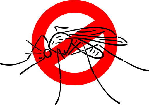 image of a mosquito under a red prohibition sign