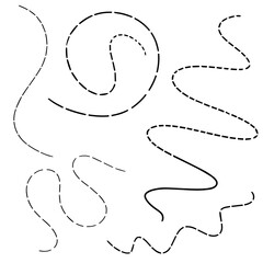 Set of vector wavy dotted lines hand draw.