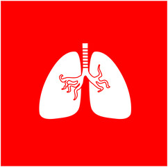 Red lungs vector icon. lungs symbol.
