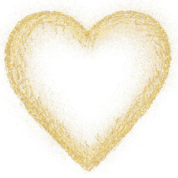 Gold heart  rainbow hand-drawn, golden heart glitter