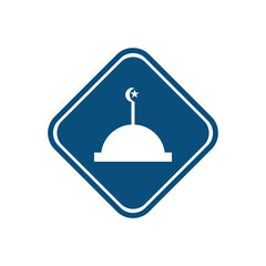 Road sign mosque icon vector template
