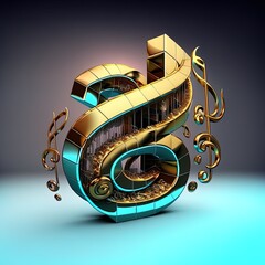 Musical note. 3D Illustration.high quality illustration