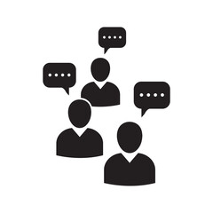 People icon. Group of humans sign. Team work symbol. People brainstorming icon. Bubble speak icon.