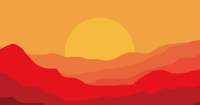 red gradient rocky mountains background animation
