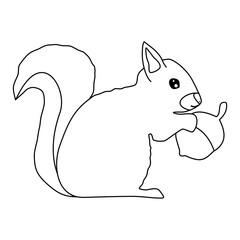 cute cartoon character black and white squirrel with nuts vector illustration for coloring art	