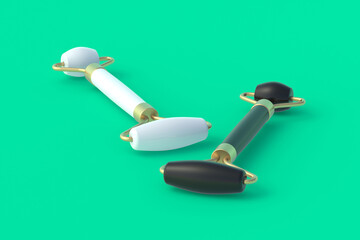 Face massage rollers. Lifting face and wellness. Cosmetics accessories. Facial skincare. 3d render