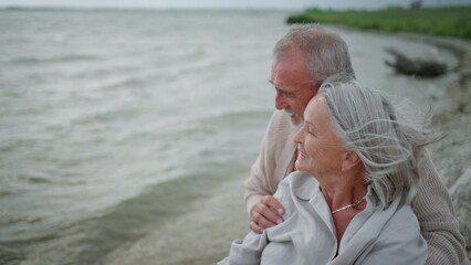 Senior couple enjoying time together at the beach.