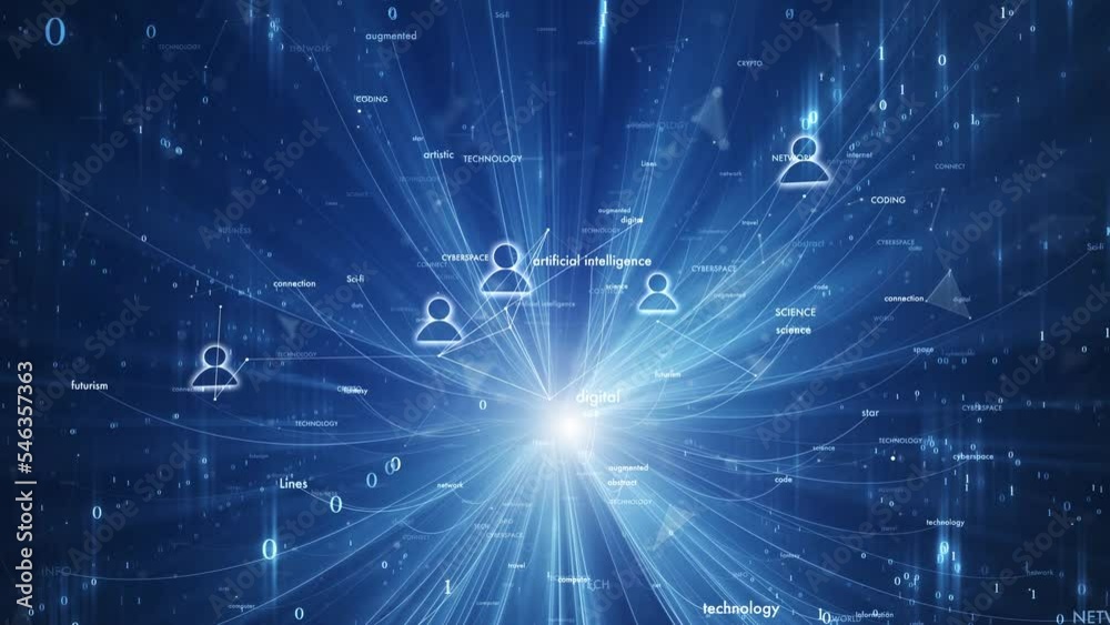 Canvas Prints artificial intelligence cyberspace word cloud with people icons animation.