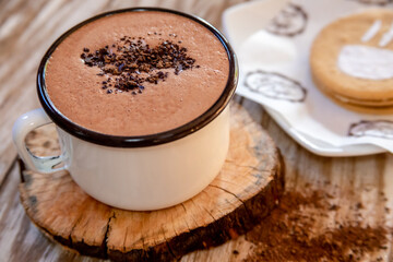 Typical peruvian food and drinks, hot chocolate