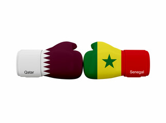 Qatar vs Senegal football match. Soccer Competition