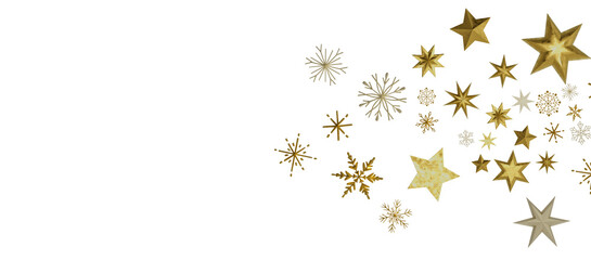 A gray whirlwind of golden snowflakes and stars. New