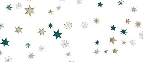 A gray whirlwind of golden snowflakes and stars. New