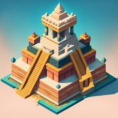 3d isometric ancient pyramid