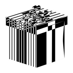 Present Box with Ribbon in lineart.