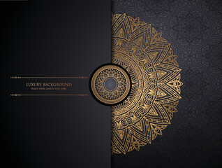 Luxurious gold mandala pattern wallpaper  background premium vector