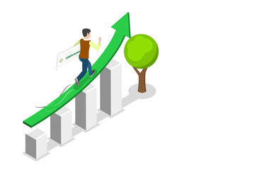 3D Isometric Flat  Conceptual Illustration of Investing into Green Bonds