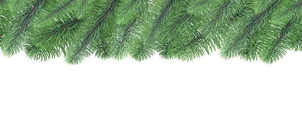 Merry Christmas and Happy New Year decoration, pine tree branches. Creative luxury design, realistic vector illustration.