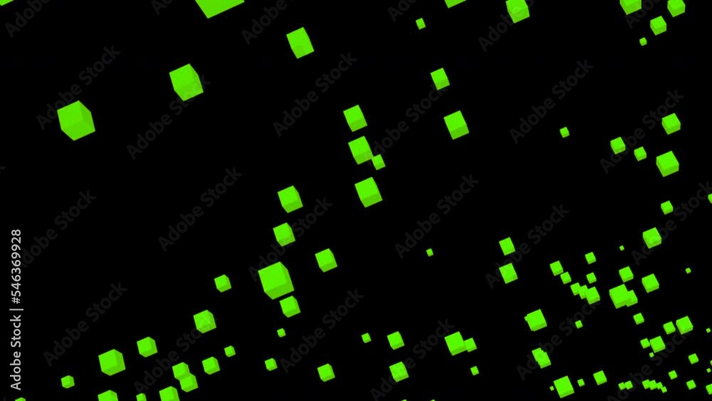 Poster moving flow of pulsating 3d squares. design. a lot of 3d squares moving in stream. 3d squares fly in