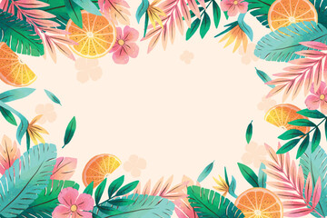 Fototapeta na wymiar tropical flower leaf collection vector design illustration