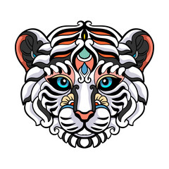 Colorful Tiger Head mandala arts isolated on white background