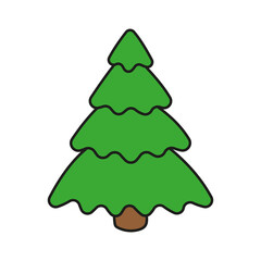 Vector Christmas tree. For merry Christmas, happy new year decoration design. Xmas symbol. Traditional winter holidays decoration for greeting cards, banners, papers, prints. Adjustable stroke width.