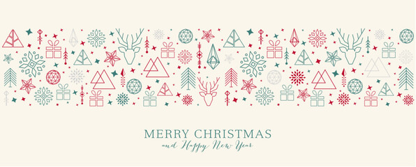 Sfondo di Natale, cartolina con elementi geometrici - obrazy, fototapety, plakaty
