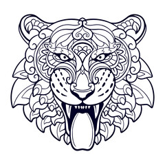 Tiger Head mandala arts isolated on white background