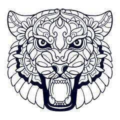 Tiger Head mandala arts isolated on white background