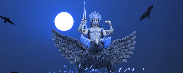 Blue Dreamy Vishnu god wallpaper big statue of god vishnu image hd. - obrazy, fototapety, plakaty