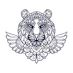 Tiger Head mandala arts isolated on white background