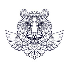 Tiger Head mandala arts isolated on white background