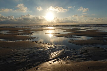 Sunset at the beach of Noordwijk aan zee, the Netherlands