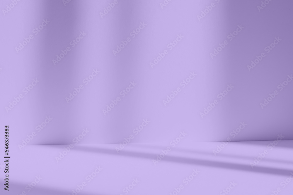 Poster Abstract purple studio background for product presentation. Empty room with shadows of window. Display product with blurred backdrop.