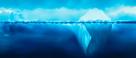 Obraz na płótnie Canvas Artistic concept illustration of a iceberg under the sea, background illustration.