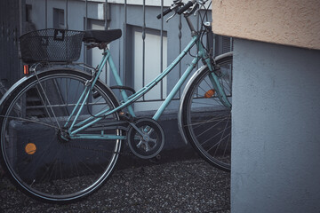 Fototapeta na wymiar a bicycle on a metal fence