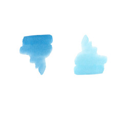 Fototapeta premium Watercolor hand drawn two blue colorful spots. Bbackground for design, decor, banners, icons.