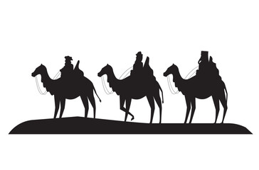 wise men in camels silhouettes