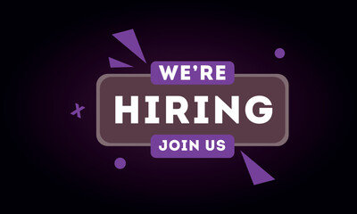 Hiring recruitment open vacancy design info label template. Join Us