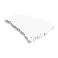 South Carolina, state of USA - white vector 3D map of country area.