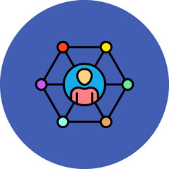 Network Multicolor Circle Filled Line Icon