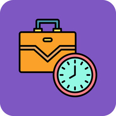 Working Hours Multicolor Round Corner Filled Line Icon