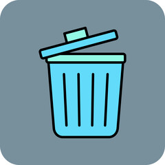 Dustbin Multicolor Round Corner Filled Line Icon