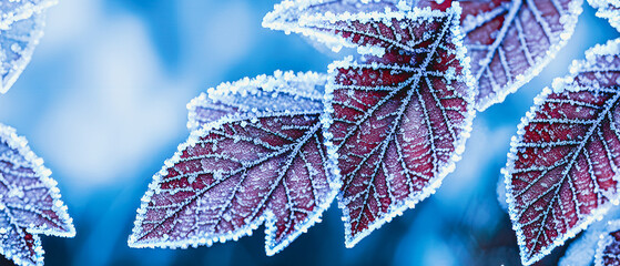 Frozen leaf in forest, background illustration.