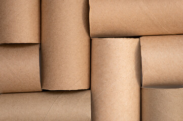 Empty paper tubes of toilet paper. Abstract background