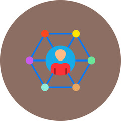 Network Multicolor Circle Flat Icon