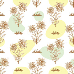 Edelweiss flower mountains seamless pattern background texture	 - 546381509