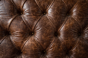 Close up Button leather as fitted to a chesterfield sofa