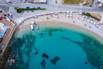 Obraz na płótnie Canvas , 2021: Drone photo of Agios Spyridonas beach in Palaiokastritsa, Corfu Island, Greece